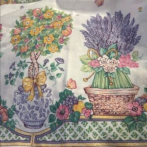 VTG Spring SquareTablecloth by Fashion Industries Floral BlueTopiaries Flowers